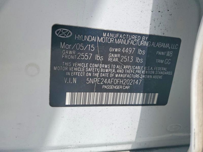 54539456 :رقم المزاد ، 5NPE24AF0FH202147 vin ، 2015 Hyundai Sonata مزاد بيع