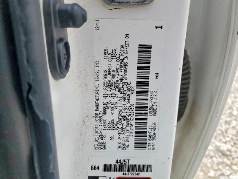 Продаж на аукціоні авто 2012 Toyota Tundra Crew Cab (4 D, vin: 5TFDY5F1XCX224590, номер лоту: 54819476