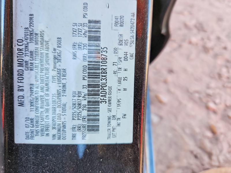 Aukcja sprzedaży 2011 Ford Fusion, vin: 3FADP0L3XBR108735, numer aukcji: 53914746