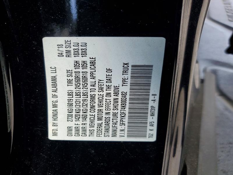 2019 Honda Ridgeline მანქანა იყიდება აუქციონზე, vin: 5FPYK3F74KB003482, აუქციონის ნომერი: 54521936