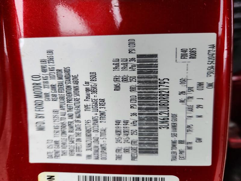 54187456 :رقم المزاد ، 3LN6L2LU8DR821795 vin ، 2013 Lincoln Mkz مزاد بيع