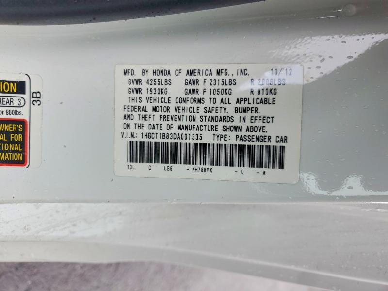 Продаж на аукціоні авто 2013 Honda Accord, vin: 1HGCT1B83DA001335, номер лоту: 54319666