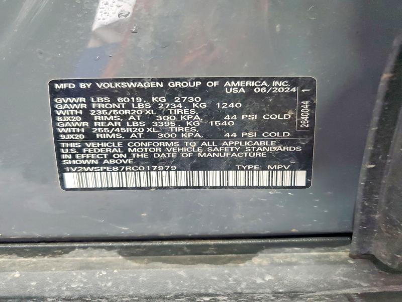 53825536 :رقم المزاد ، 1V2WSPE87RC017979 vin ، 2024 Volkswagen Id.4 مزاد بيع