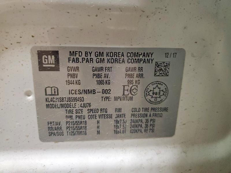 Aukcja sprzedaży 2018 Buick Encore, vin: KL4CJ1SB7JB599493, numer aukcji: 53332336