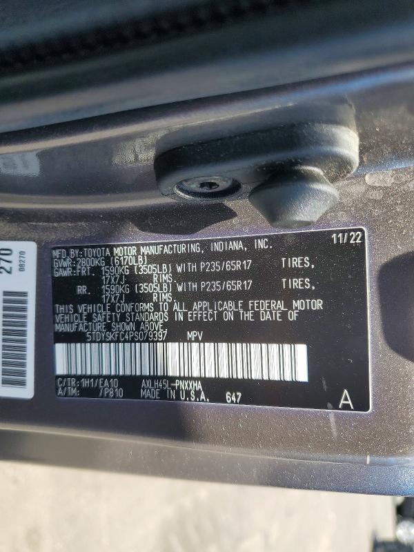Продажа на аукционе авто 2023 Toyota Sienna, vin: 5TDYSKFC4PS079397, номер лота: 54522206