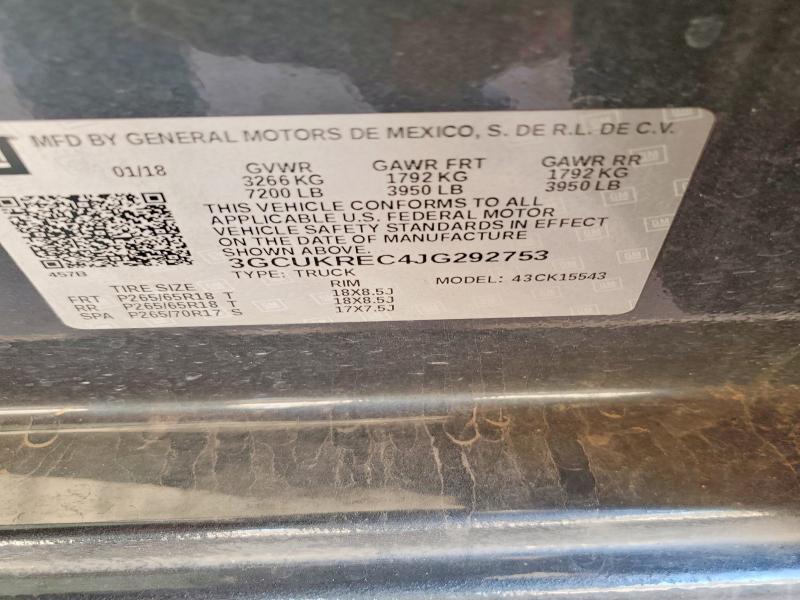 Aukcja sprzedaży 2018 Chevrolet Silverado, vin: 3GCUKREC4JG292753, numer aukcji: 54512856