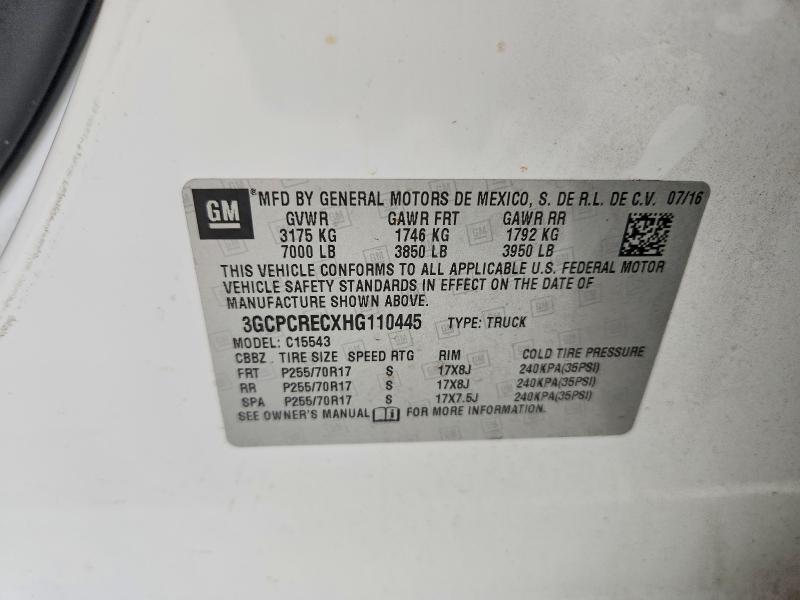2017 Chevrolet Silverado მანქანა იყიდება აუქციონზე, vin: 3GCPCRECXHG110445, აუქციონის ნომერი: 53829556