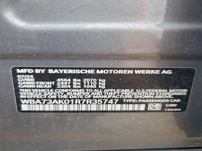 53001896 :رقم المزاد ، WBA73AK01R7R35747 vin ، 2024 Bmw 228xi مزاد بيع