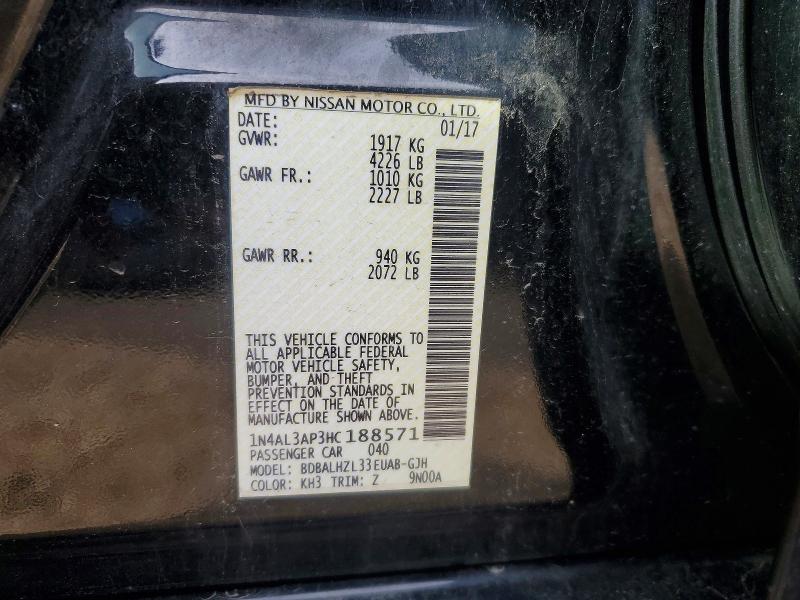 52428586 :رقم المزاد ، 1N4AL3AP3HC188571 vin ، 2017 Nissan Altima مزاد بيع