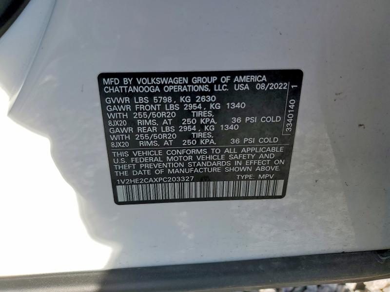 2023 Volkswagen Atlas Cross Sport მანქანა იყიდება აუქციონზე, vin: 1V2HE2CAXPC203327, აუქციონის ნომერი: 54697256
