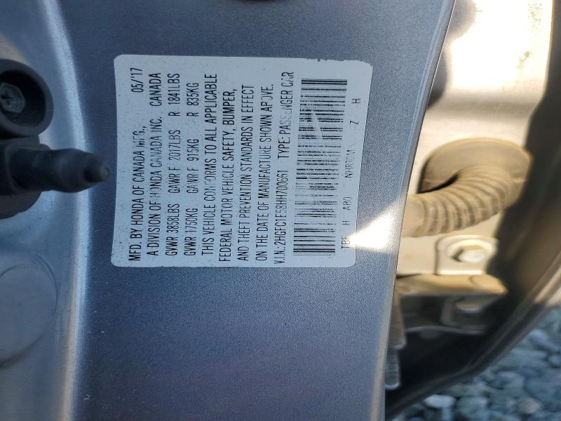 Продаж на аукціоні авто 2017 Honda Civic, vin: 2HGFC1E58HH700661, номер лоту: 54233516