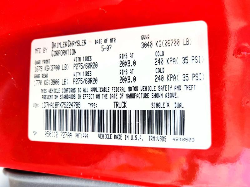 Aukcja sprzedaży 2007 Dodge Ram 1500, vin: 1D7HA18PX7S224789, numer aukcji: 53385206