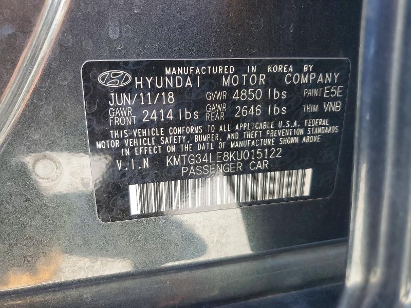51947496 :رقم المزاد ، KMTG34LE8KU015122 vin ، 2019 Genesis G70 مزاد بيع