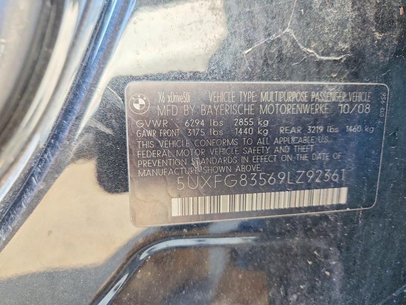 Продаж на аукціоні авто 2009 Bmw X6, vin: 5UXFG83569LZ92361, номер лоту: 51966806