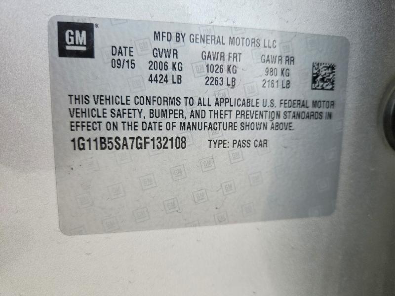 Продажа на аукционе авто 2016 Chevrolet Malibu Limited, vin: 1G11B5SA7GF132108, номер лота: 54143136