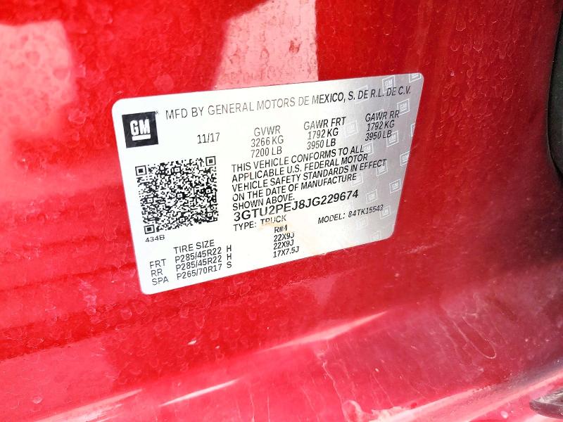 2018 Gmc Sierra მანქანა იყიდება აუქციონზე, vin: 3GTU2PEJ8JG229674, აუქციონის ნომერი: 55042236