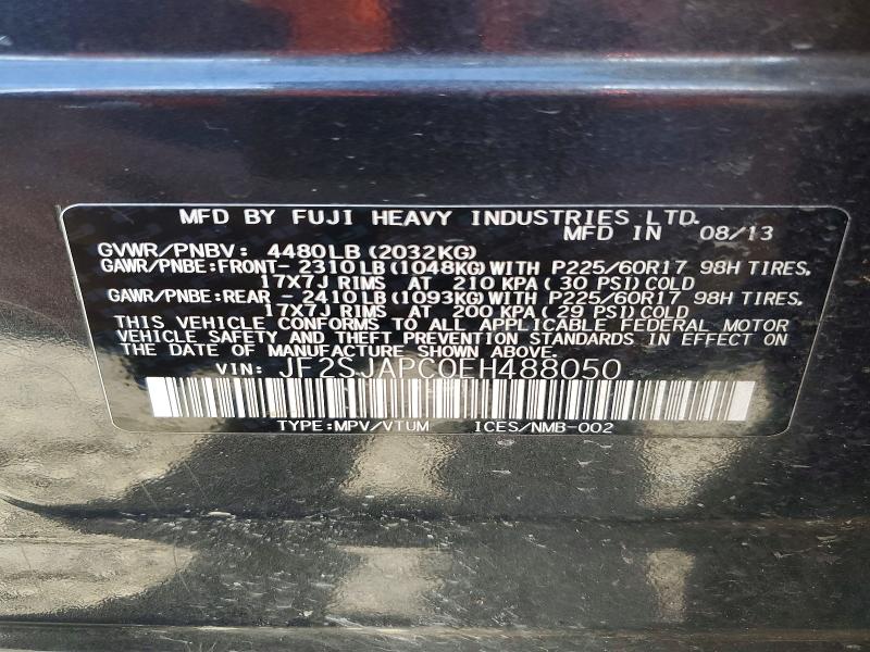 Aukcja sprzedaży 2014 Subaru Forester, vin: JF2SJAPC0EH488050, numer aukcji: 53429366