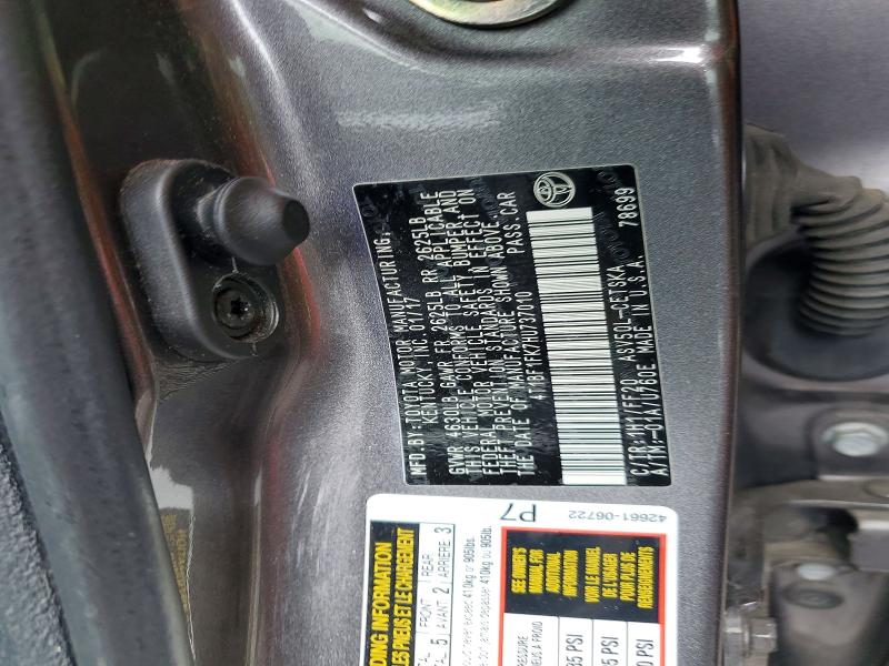 52166426 :رقم المزاد ، 4T1BF1FK7HU737010 vin ، 2017 Toyota Camry مزاد بيع