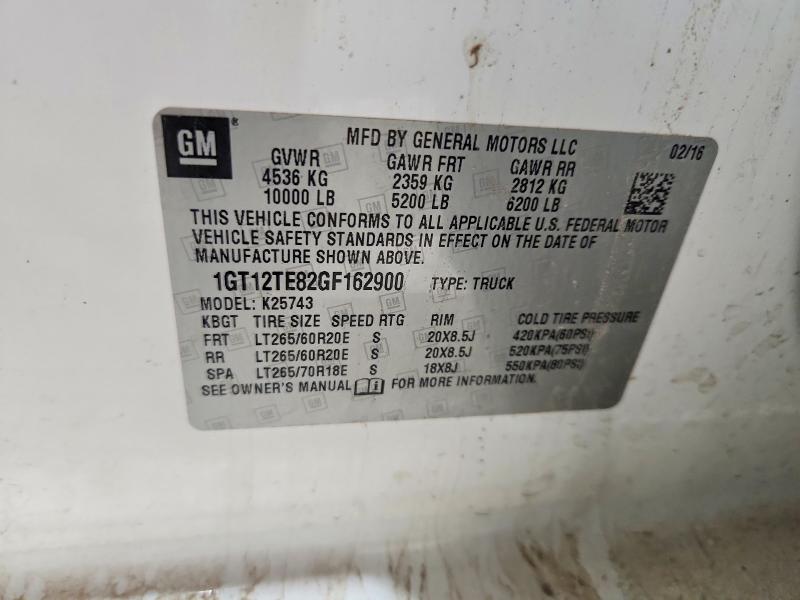 52832646 :رقم المزاد ، 1GT12TE82GF162900 vin ، 2016 Gmc Sierra مزاد بيع