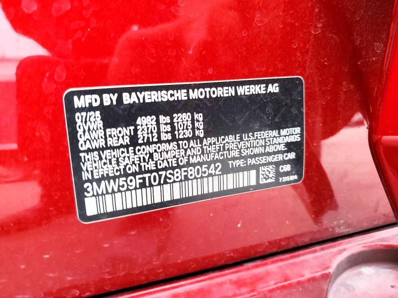 52648356 :رقم المزاد ، 3MW59FT07S8F80542 vin ، 2025 Bmw M340i مزاد بيع