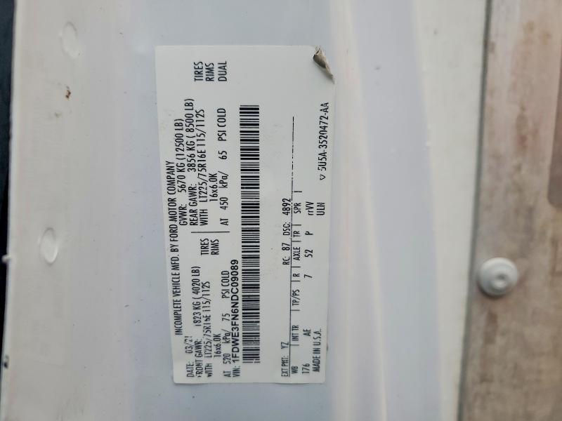 57277766 :رقم المزاد ، 1FDWE3FN6NDC09089 vin ، 2022 Ford Econoline مزاد بيع