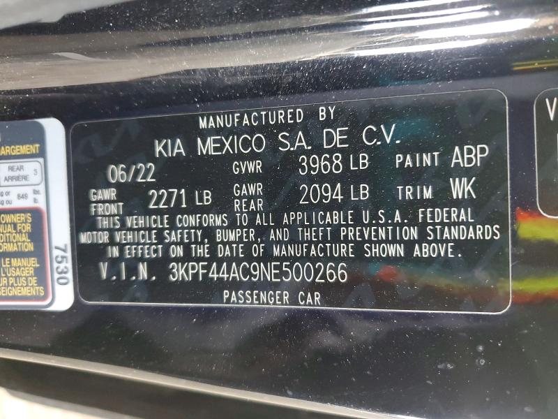 52084736 :رقم المزاد ، 3KPF44AC9NE500266 vin ، 2022 Kia Forte مزاد بيع