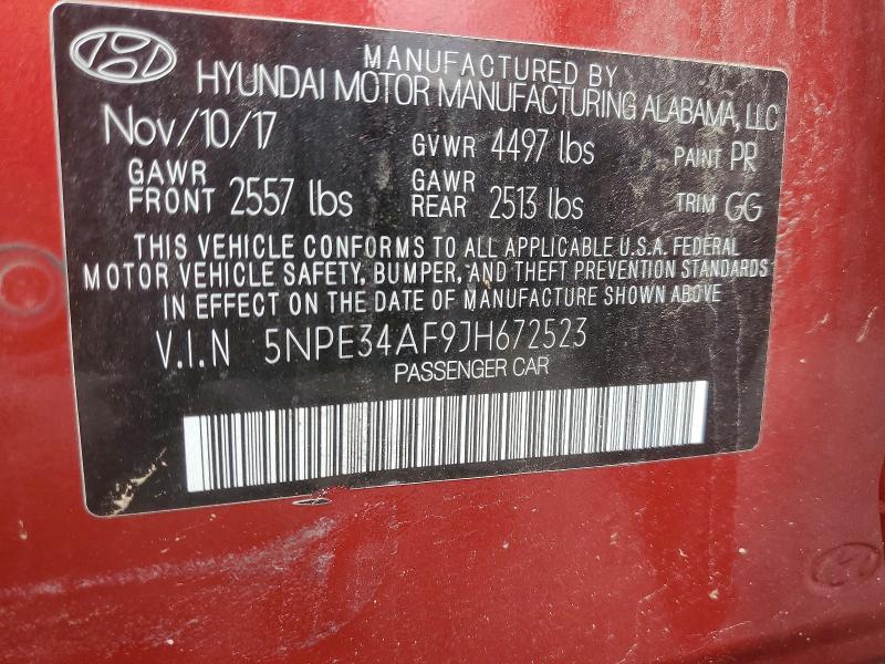 Продаж на аукціоні авто 2018 Hyundai Sonata, vin: 5NPE34AF9JH672523, номер лоту: 53440196