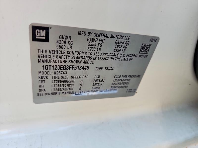 Продаж на аукціоні авто 2015 Gmc Sierra, vin: 1GT120EG3FF513446, номер лоту: 54328326