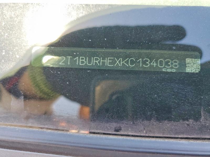 54009806 :رقم المزاد ، 2T1BURHEXKC134038 vin ، 2019 Toyota Corolla مزاد بيع