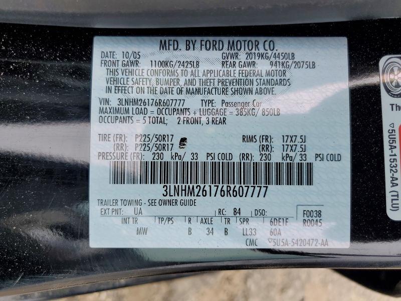 Продажа на аукционе авто 2006 Lincoln Zephyr, vin: 3LNHM26176R607777, номер лота: 55384416