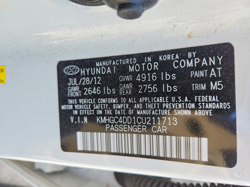 54259286 :رقم المزاد ، KMHGC4DD1CU211713 vin ، 2012 Hyundai Genesis مزاد بيع
