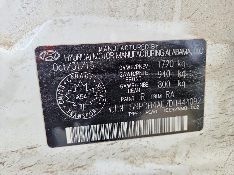 Aukcja sprzedaży 2013 Hyundai Elantra, vin: 5NPDH4AE7DH444092, numer aukcji: 52074776