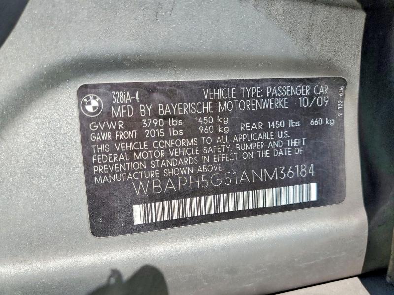 2010 Bmw 328 მანქანა იყიდება აუქციონზე, vin: WBAPH5G51ANM36184, აუქციონის ნომერი: 54597376
