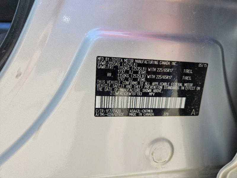 Продажа на аукционе авто 2015 Toyota Rav4, vin: 2T3WFREV2FW197193, номер лота: 53086716