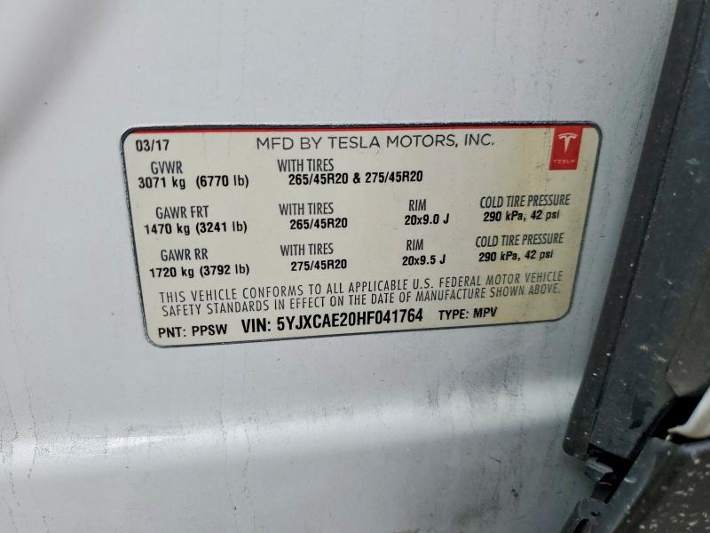 Aukcja sprzedaży 2017 Tesla Model X, vin: 5YJXCAE20HF041764, numer aukcji: 55452586