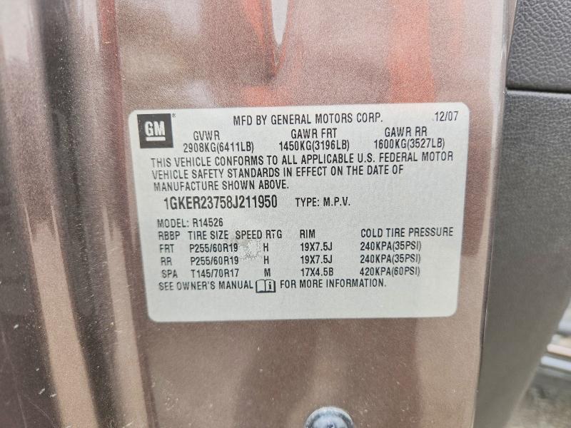 2008 Gmc Acadia მანქანა იყიდება აუქციონზე, vin: 1GKER23758J211950, აუქციონის ნომერი: 51626346