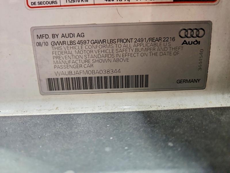 2011 Audi A3 მანქანა იყიდება აუქციონზე, vin: WAUBJAFM0BA038344, აუქციონის ნომერი: 54304956