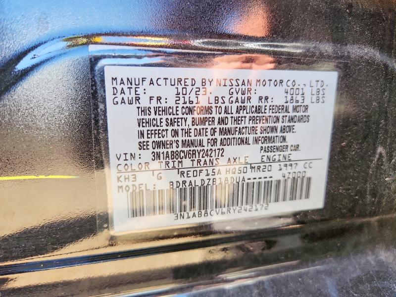 2024 Nissan Sentra მანქანა იყიდება აუქციონზე, vin: 3N1AB8CV6RY242172, აუქციონის ნომერი: 54888266
