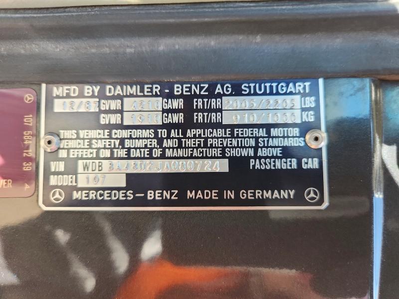 Продажа на аукционе авто 1988 Mercedes-benz 500, vin: WDBBA48D2JA080724, номер лота: 51494146