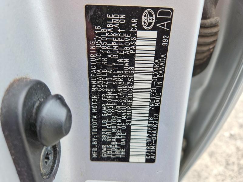 53078256 :رقم المزاد ، 2T1BURHE9GC675668 vin ، 2016 Toyota Corolla مزاد بيع