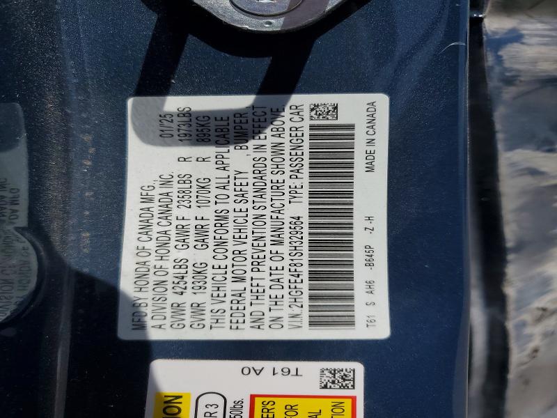 Aukcja sprzedaży 2025 Honda Civic, vin: 2HGFE4F81SH329564, numer aukcji: 55020026