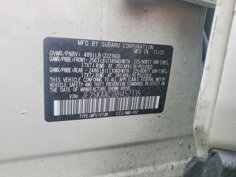 51807366 :رقم المزاد ، JF2SKAAC7RH452335 vin ، 2024 Subaru Forester مزاد بيع