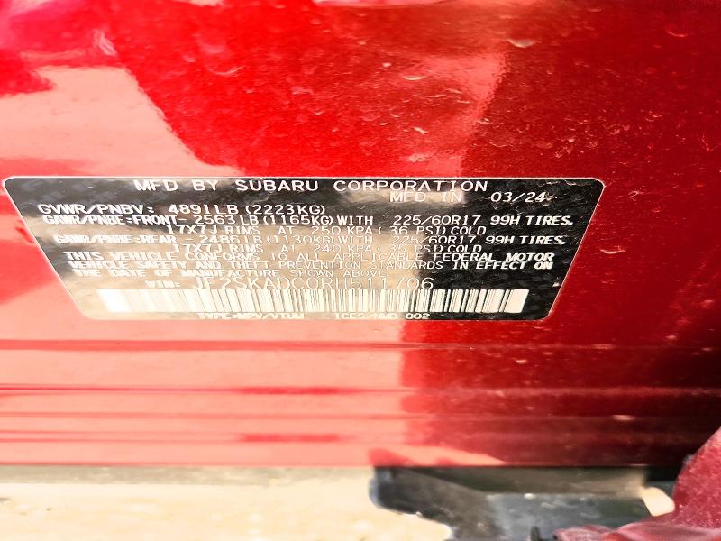 2024 Subaru Forester მანქანა იყიდება აუქციონზე, vin: JF2SKADC0RH511706, აუქციონის ნომერი: 53913356