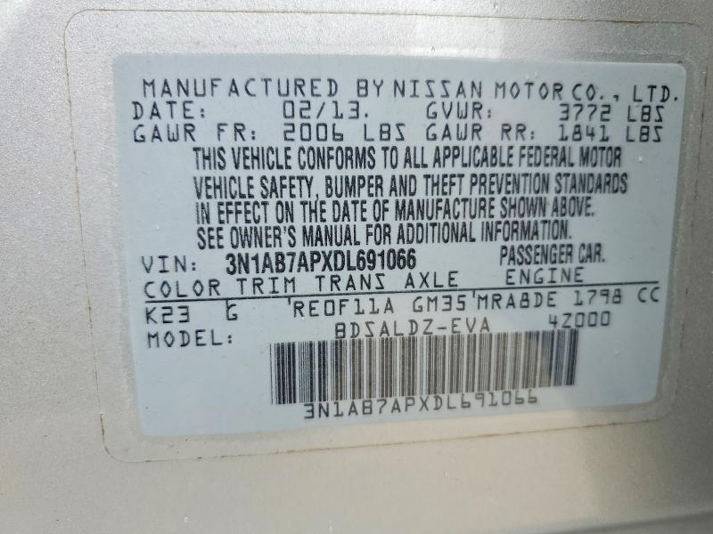 53336766 :رقم المزاد ، 3N1AB7APXDL691066 vin ، 2013 Nissan Sentra مزاد بيع