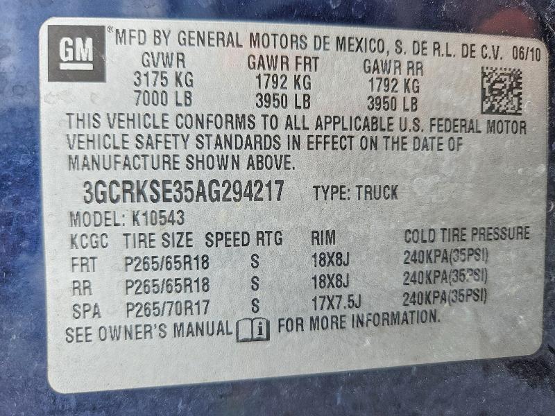 Aukcja sprzedaży 2010 Chevrolet Silverado, vin: 3GCRKSE35AG294217, numer aukcji: 52470396