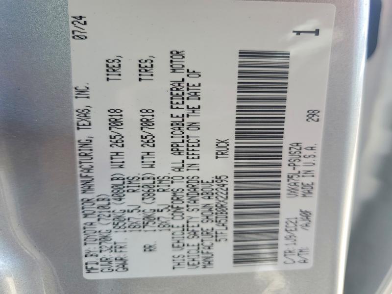 Aukcja sprzedaży 2024 Toyota Tundra, vin: 5TFLA5DB0RX222495, numer aukcji: 52903526