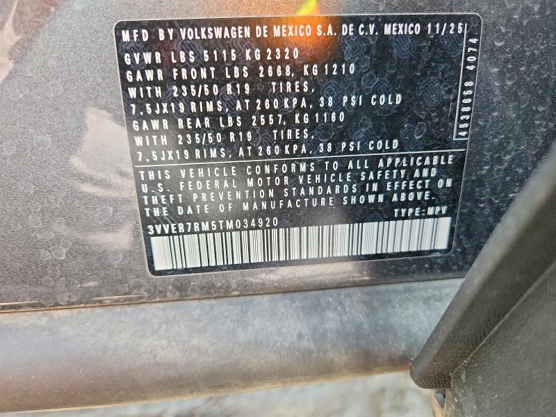 54247516 :رقم المزاد ، 3VVER7RM5TM034920 vin ، 2026 Volkswagen Tiguan مزاد بيع