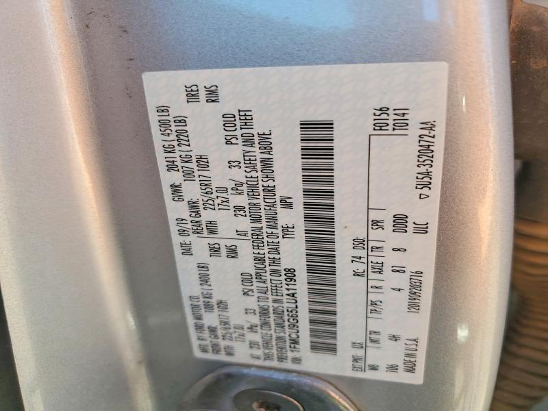 Продажа на аукционе авто 2020 Ford Escape, vin: 1FMCU9G65LUA11908, номер лота: 54558086