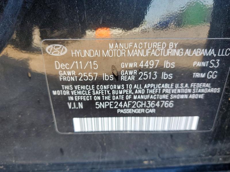 Продажа на аукционе авто 2016 Hyundai Sonata, vin: 5NPE24AF2GH364766, номер лота: 51798576