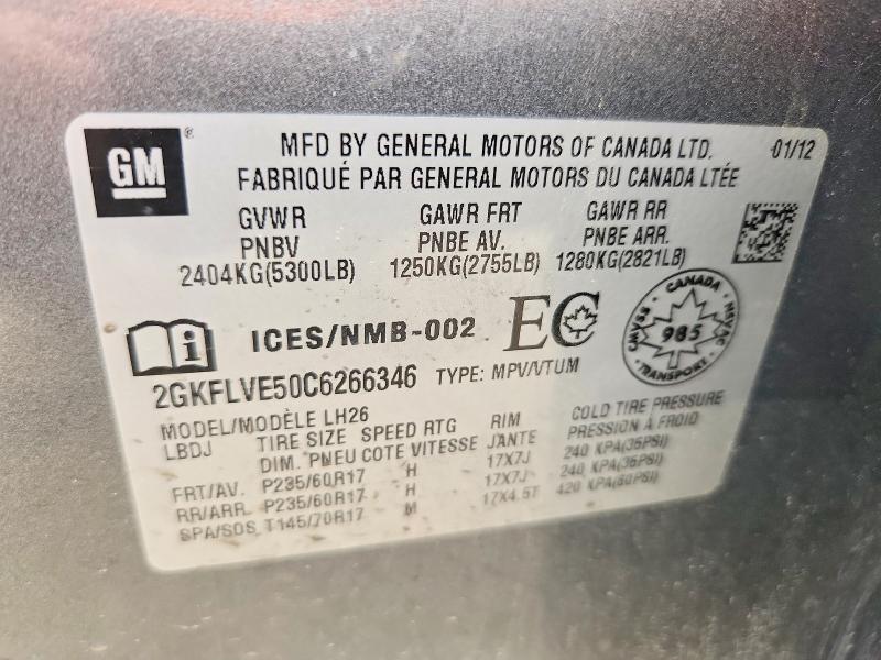 Продажа на аукционе авто 2012 Gmc Terrain, vin: 2GKFLVE50C6266346, номер лота: 54060426